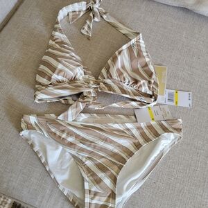 SOLD Michael Kors Striped Bikini Set